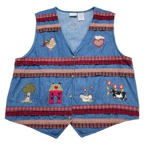 VTG denim country vest XL
